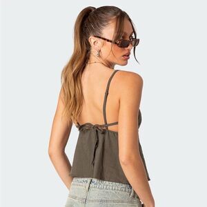 Edikted Button Up Linen Look Tank Top Size Small